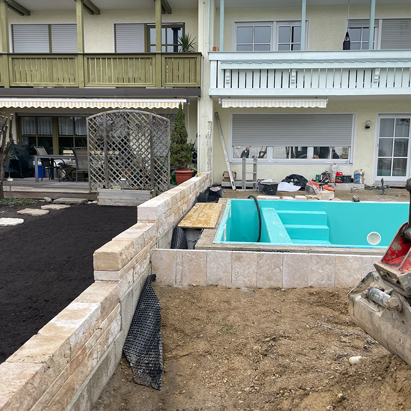 vorgarten siedlung pool bau rosenheim